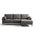 3-osobowa sofa narożna z prawostronnym szezlongiem, szara, tapicerka poliestrowa, 250 × 160 × 85 cm
