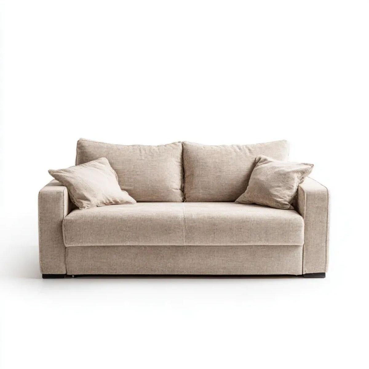 Sofa dwuosobowa beżowa z tapicerką poliestrową 180 x 90 x 85 cm